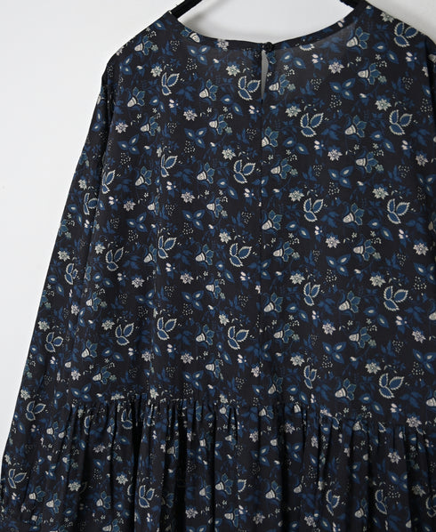 NSL26593 60s COTTON CAMBRIC FLOWER PRINT CREW NECK PULLOVER DRESS