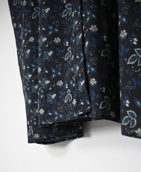 NSL26594 60s COTTON CAMBRIC FLOWER PRINT BNADED COLLAR GATHER SHIRT DRESS