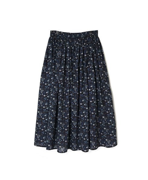 NSL26595 60s COTTON CAMBRIC FLOWER PRINT GATHERED SKIRT