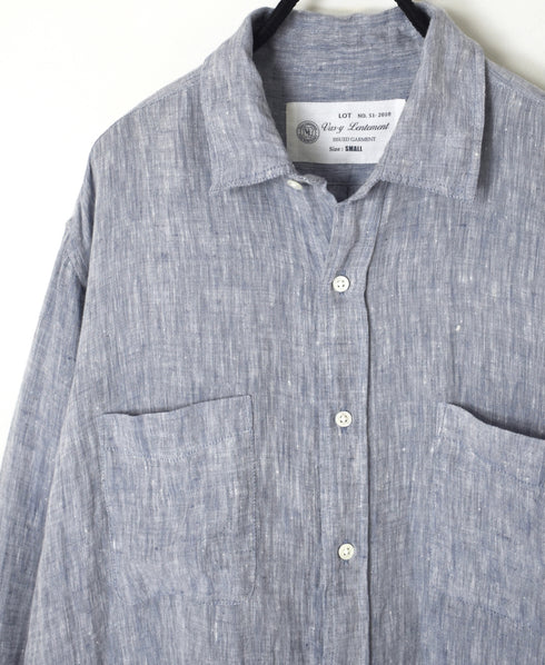 NVL1861LW 60s LINEN CHAMBRAY REGULAR COLLAR L/SL OVERSIZED SHIRT