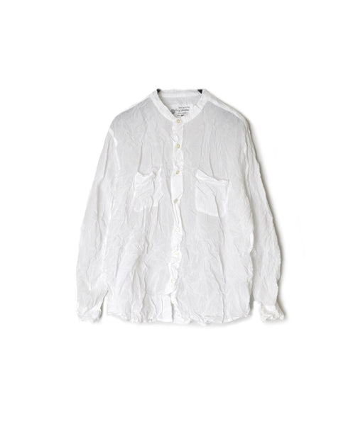 NVL1951CVW 80s ORGANIC VOILE PLAIN (WRINKLE) BANDED COLLAR L/SL OVERDIZED SHIRT
