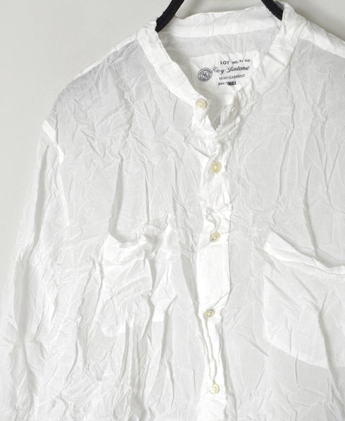 NVL1951CVW 80s ORGANIC VOILE PLAIN (WRINKLE) BANDED COLLAR L/SL OVERDIZED SHIRT