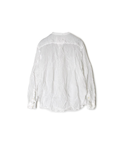 NVL1951CVW 80s ORGANIC VOILE PLAIN (WRINKLE) BANDED COLLAR L/SL OVERDIZED SHIRT