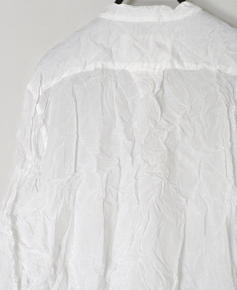 NVL1951CVW 80s ORGANIC VOILE PLAIN (WRINKLE) BANDED COLLAR L/SL OVERDIZED SHIRT