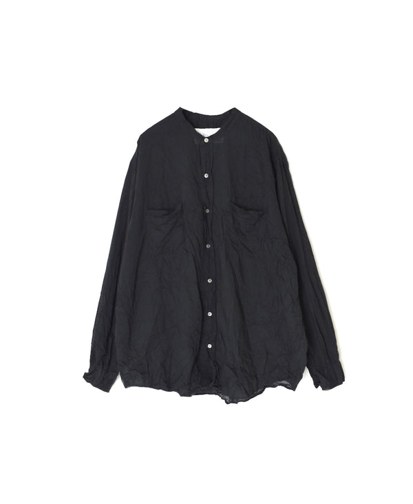 NVL1951CVW 80s ORGANIC VOILE PLAIN (WRINKLE) BANDED COLLAR L/SL OVERDIZED SHIRT