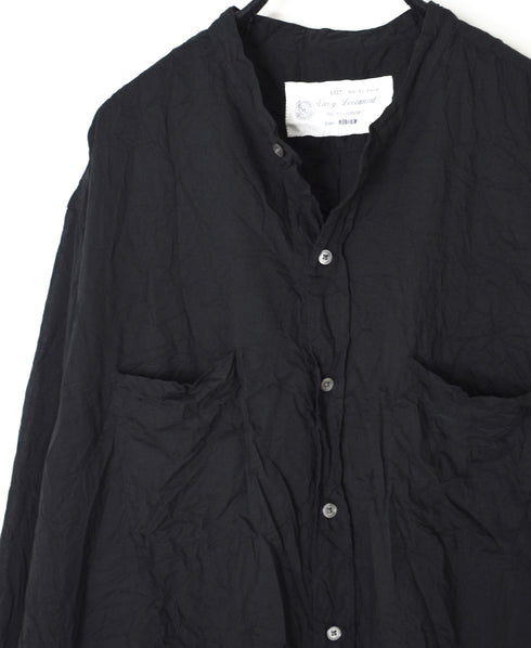 NVL1951CVW 80s ORGANIC VOILE PLAIN (WRINKLE) BANDED COLLAR L/SL OVERDIZED SHIRT