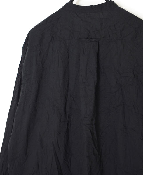 NVL1951CVW 80s ORGANIC VOILE PLAIN (WRINKLE) BANDED COLLAR L/SL OVERDIZED SHIRT