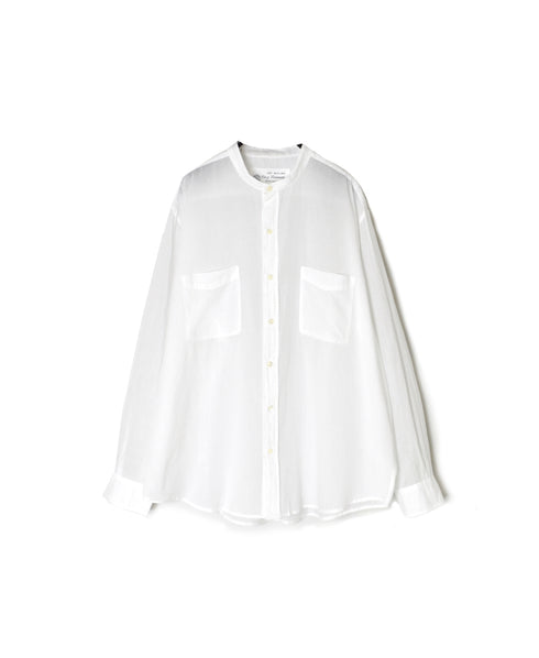 NVL1951CV 80s ORGANIC VOILE PLAIN BANDED COLLAR L/SL OVERSIZED SHIRT