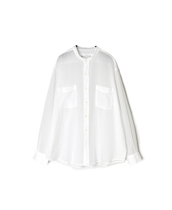 NVL1951CV 80s ORGANIC VOILE PLAIN BANDED COLLAR L/SL OVERSIZED SHIRT
