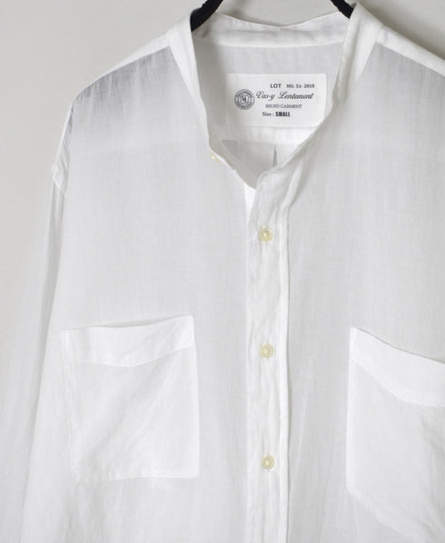 NVL1951CV 80s ORGANIC VOILE PLAIN BANDED COLLAR L/SL OVERSIZED SHIRT