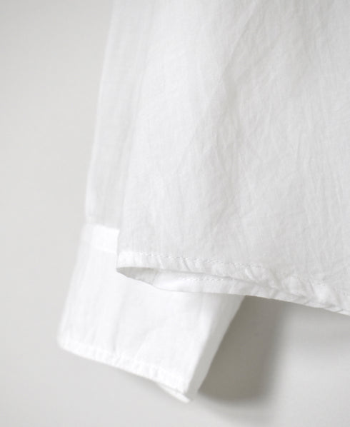 NVL1951CV 80s ORGANIC VOILE PLAIN BANDED COLLAR L/SL OVERSIZED SHIRT