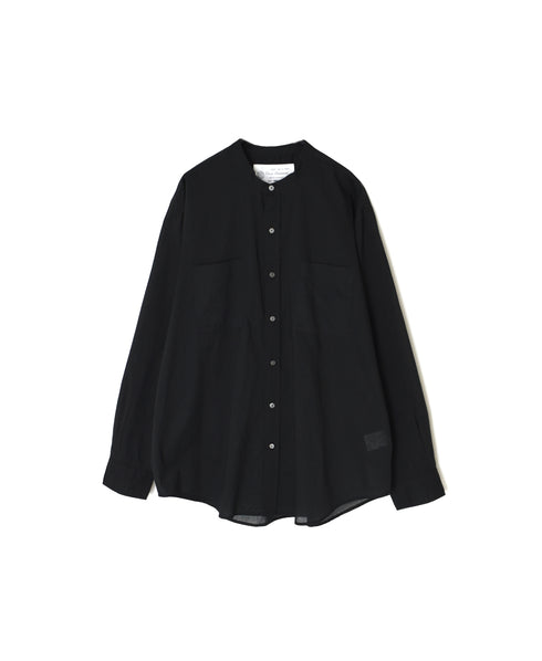 NVL1951CV 80s ORGANIC VOILE PLAIN BANDED COLLAR L/SL OVERSIZED SHIRT