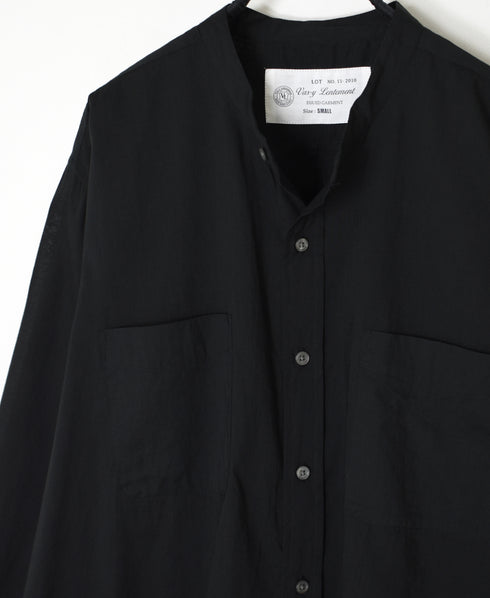NVL1951CV 80s ORGANIC VOILE PLAIN BANDED COLLAR L/SL OVERSIZED SHIRT