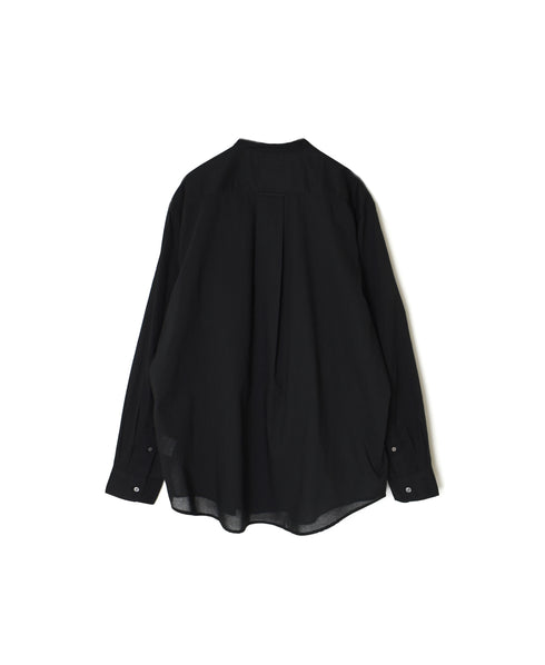 NVL1951CV 80s ORGANIC VOILE PLAIN BANDED COLLAR L/SL OVERSIZED SHIRT