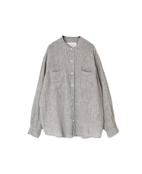 NVL1951LW 60s LINEN CHAMBRAY BANDED COLLAR L/SL OVERSIZED SHIRT