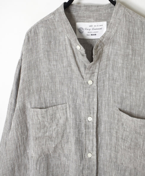 NVL1951LW 60s LINEN CHAMBRAY BANDED COLLAR L/SL OVERSIZED SHIRT