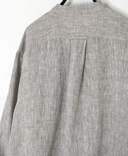 NVL1951LW 60s LINEN CHAMBRAY BANDED COLLAR L/SL OVERSIZED SHIRT