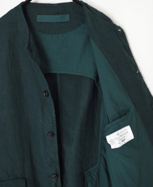 NVL2302LD 50s LINEN PLAIN (OVERDYE) SIDE VENTS NO COLLAR JACKET