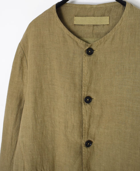 NVL2302LD 50s LINEN PLAIN (OVERDYE) SIDE VENTS NO COLLAR JACKET