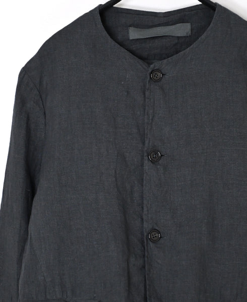 NVL2302LD 50s LINEN PLAIN (OVERDYE) SIDE VENTS NO COLLAR JACKET