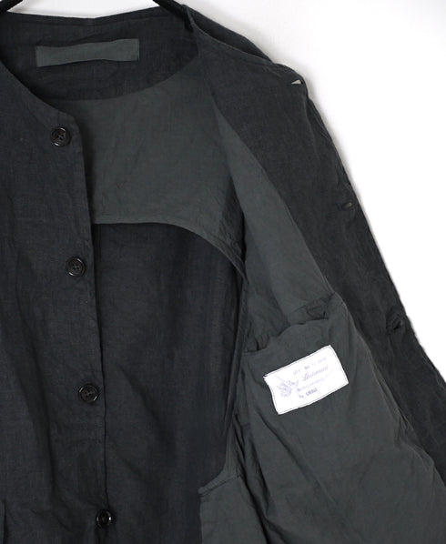 NVL2302LD 50s LINEN PLAIN (OVERDYE) SIDE VENTS NO COLLAR JACKET