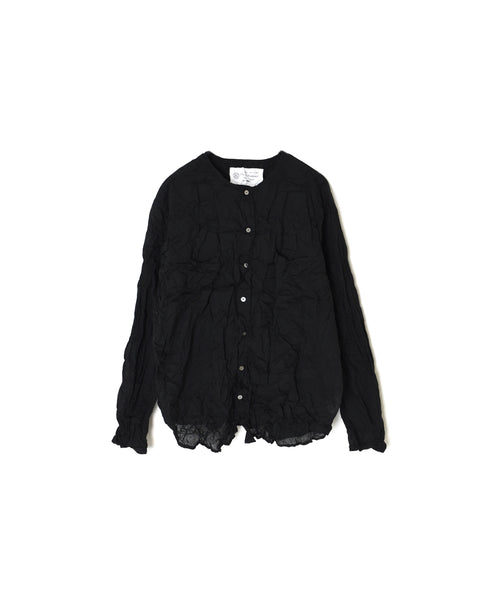NVL2311CVW 80s ORGANIC VOILE PLAIN (WRINKLE) CREW-NECK L/SL OVERSIZED SHIRT
