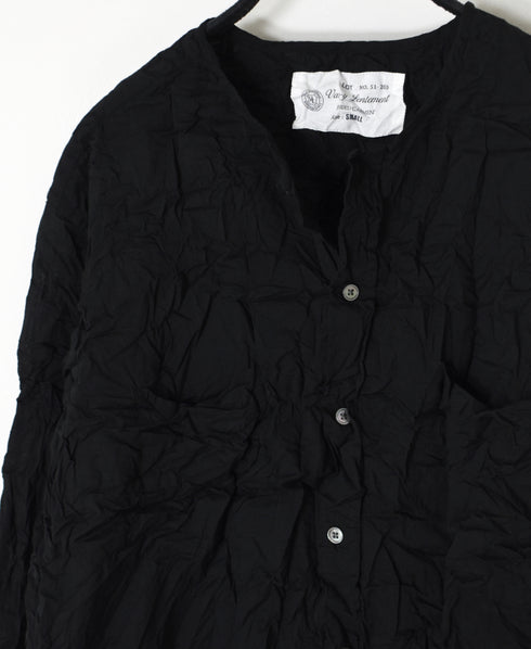 NVL2311CVW 80s ORGANIC VOILE PLAIN (WRINKLE) CREW-NECK L/SL OVERSIZED SHIRT