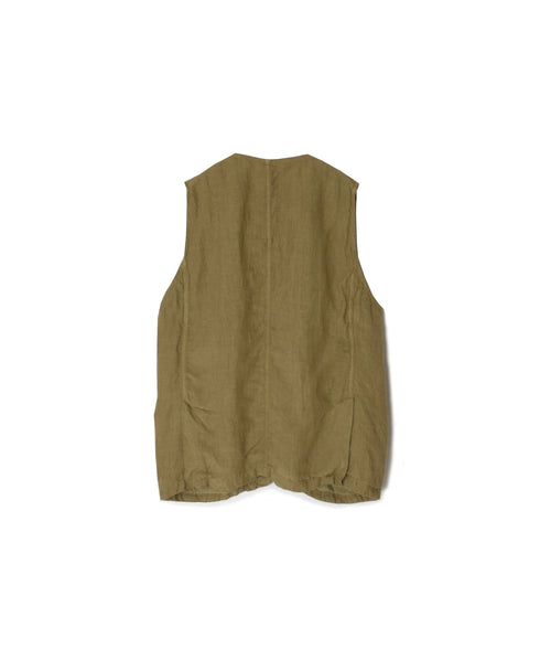 NVL2401LD 50s LINEN PLAIN (OVERDYE) NO COLLAR VEST