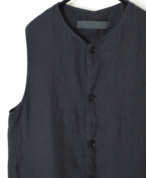 NVL2401LD 50s LINEN PLAIN (OVERDYE) NO COLLAR VEST