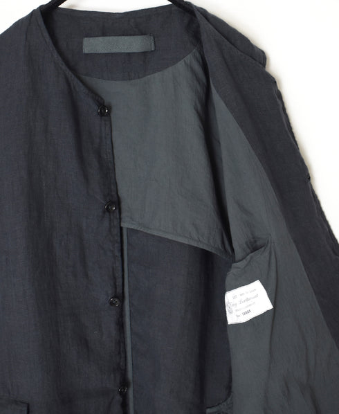 NVL2401LD 50s LINEN PLAIN (OVERDYE) NO COLLAR VEST