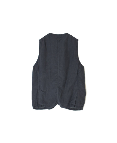 NVL2401LD 50s LINEN PLAIN (OVERDYE) NO COLLAR VEST