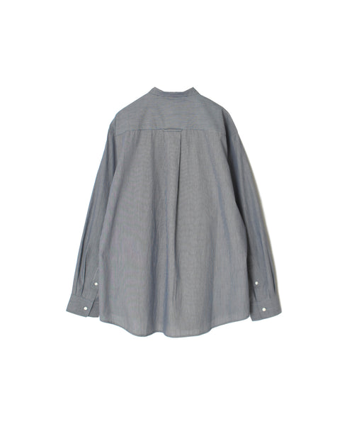 NVL2681SC POPLIN STRIPE WRINKLE BANDED COLLAR L/SL OVERSIZED SHIRTS