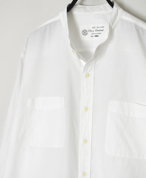 NVL2681 60s ORGANIC POPLIN BANDED COLLAR L/SL OVERSIZED SHIRTS