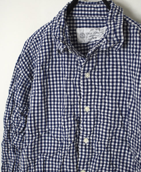 NVL2683SCW POPLIN STRIPE & CHECK WRINKLE REGULAR COLLAR L/SL SHIRTS