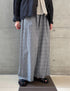 INAM2505C SEERSUCKER GINGHAM CHECK WASH GATHERED EASY PANTS WITH LINING