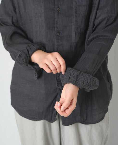 IMDSH2611LCD AUTO LOOM LINEN/COTTON PLAIN OVERDYE OPEN COLLAR L/SL SHIRTS