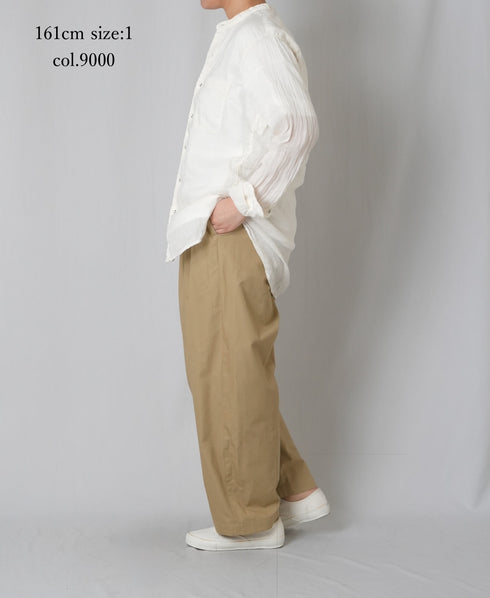 IMDSH2303LCD AUTO LOOM LINEN/COTTON PLAIN OVERDYE BANDED COLLAR SHIRTS