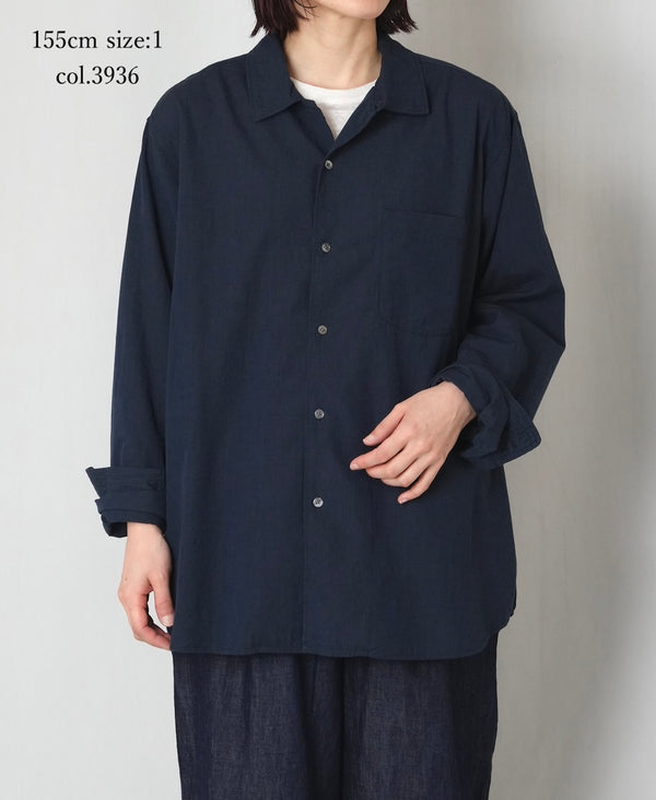 IMDSH2611H HANDWOVEN COTTON HAKEME OPEN COLLAR L/SL SHIRTS