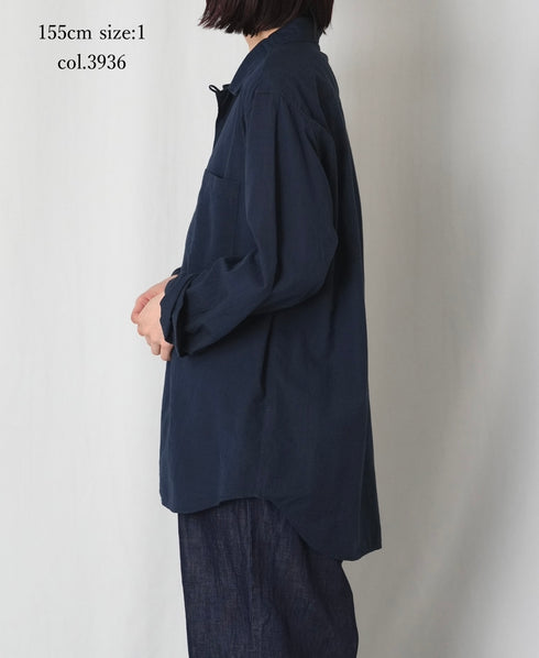 IMDSH2611H HANDWOVEN COTTON HAKEME OPEN COLLAR L/SL SHIRTS