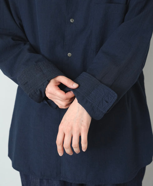 IMDSH2611H HANDWOVEN COTTON HAKEME OPEN COLLAR L/SL SHIRTS