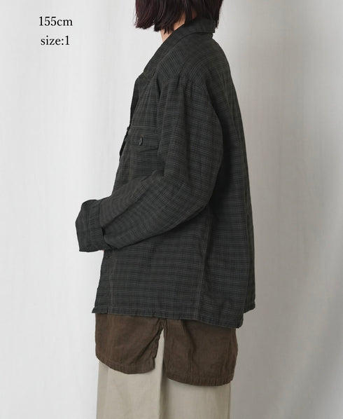 IMDSH2531CCD HANDWOVEN COTTON CHECK OVERDYE WORK JACKET