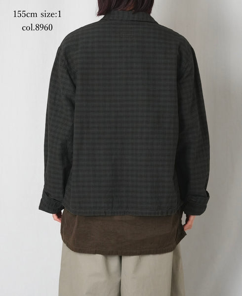 IMDSH2531CCD HANDWOVEN COTTON CHECK OVERDYE WORK JACKET