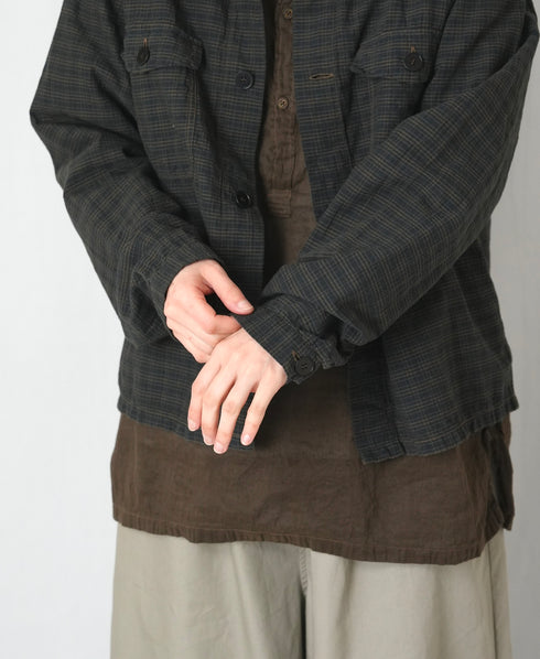 IMDSH2531CCD HANDWOVEN COTTON CHECK OVERDYE WORK JACKET