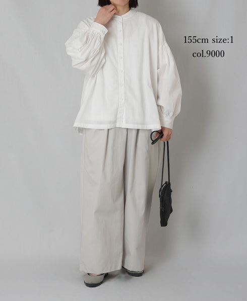 INMDS26071 100s KHADI PLAIN BANDED COLLAR SHIRTS WITH MINI PINTUCK