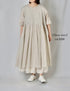NMDS26243 80s ORGANIC COTTON VOILE CREW-NECK HALF/SLEEVE DRESS WITH MINI PINTUCK