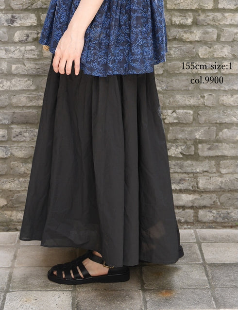 NMDS26245 80s ORGANIC COTTON VOILE MINI PINTUCK FLARED SKIRT