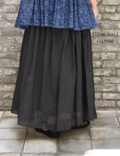 NMDS26245 80s ORGANIC COTTON VOILE MINI PINTUCK FLARED SKIRT