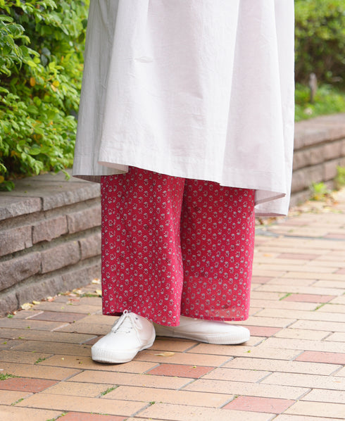 NMDS26255 80s VOILE SMALL GENTIANA BLOCK PRINT EASY PANTS
