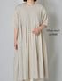 NMDS26243 80s ORGANIC COTTON VOILE CREW-NECK HALF/SLEEVE DRESS WITH MINI PINTUCK