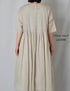 NMDS26243 80s ORGANIC COTTON VOILE CREW-NECK HALF/SLEEVE DRESS WITH MINI PINTUCK